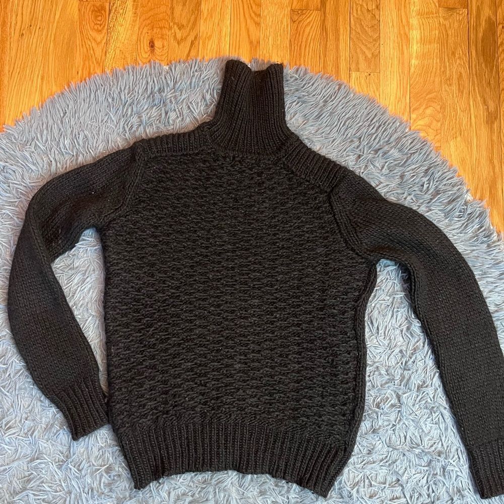 Alessandro Dell'acqua Black Chunky Wool Alpaca Turtleneck Sweater Size S